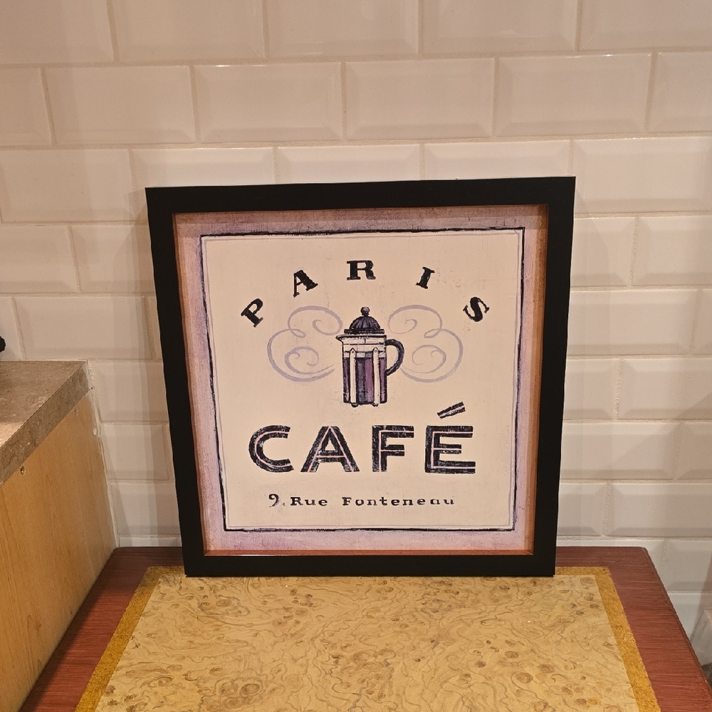 Paris Café Art Print with Black Frame